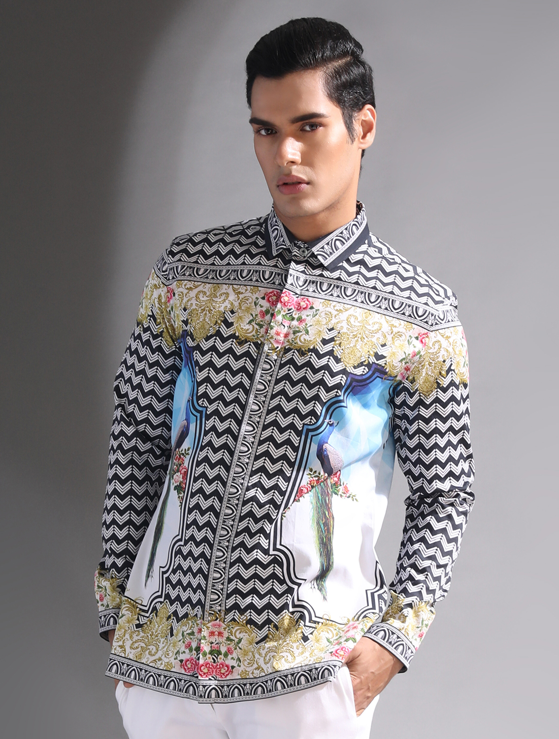 Black Baroque Signature Shirt by Mr Ajay Kumar