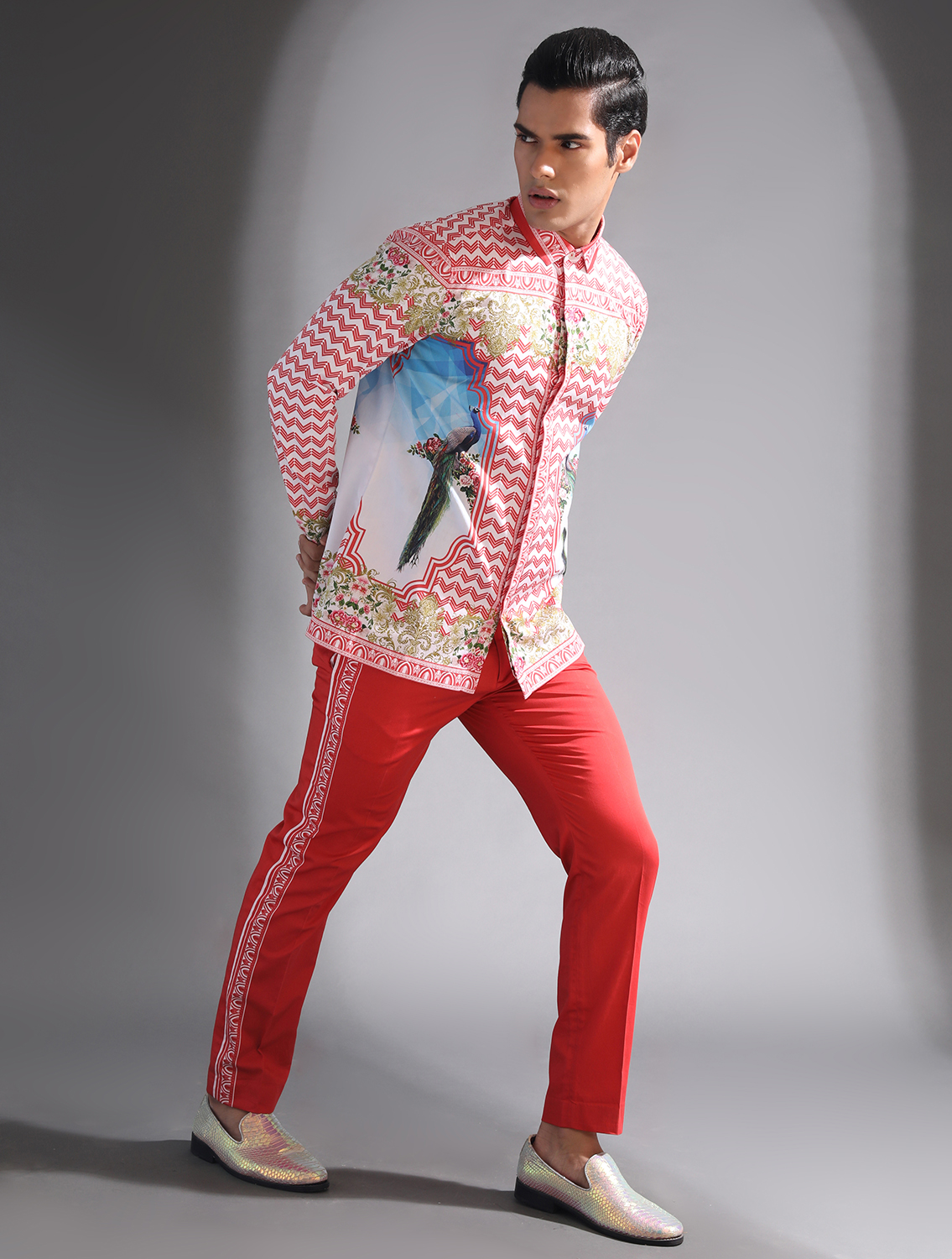 Red Baroque Signature Shirt by Mr Ajay Kumar