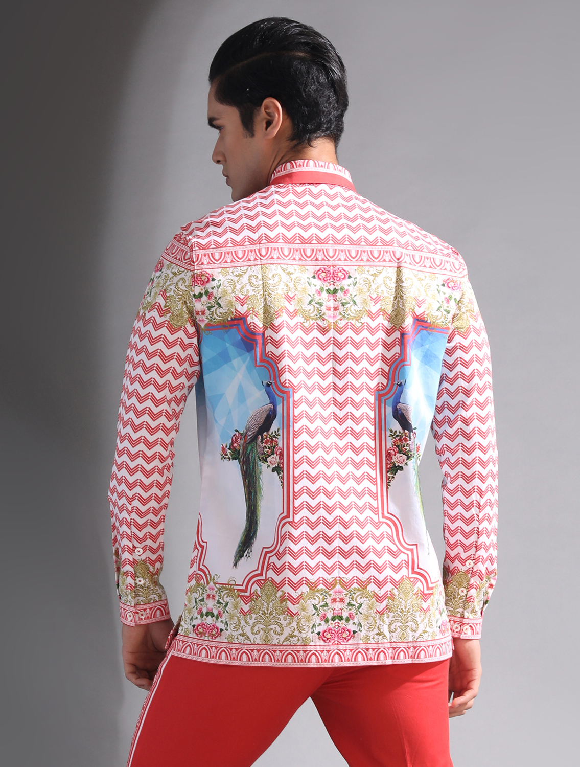 Red Baroque Signature Shirt by Mr Ajay Kumar