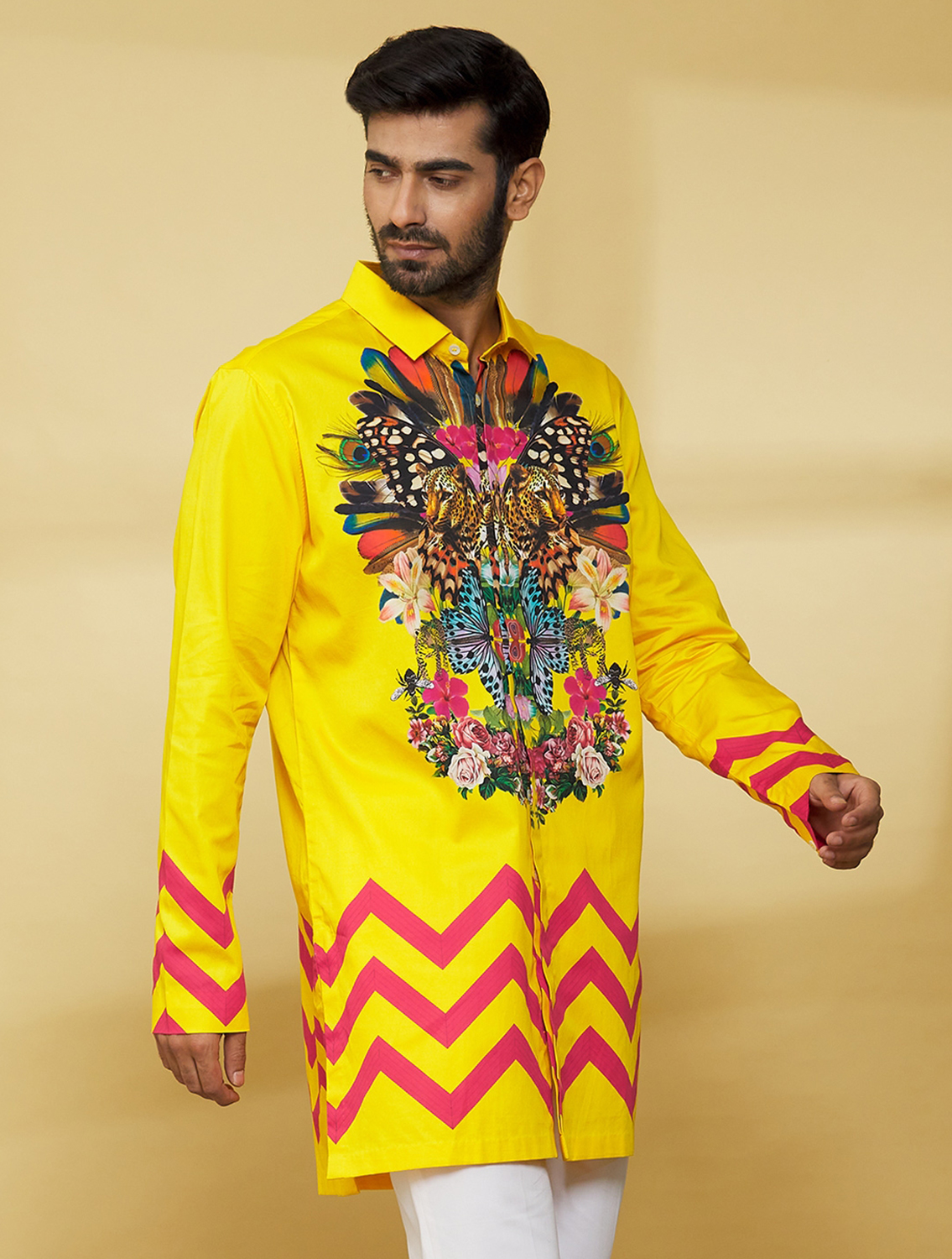 Wakka Yellow Printed Long Shirt