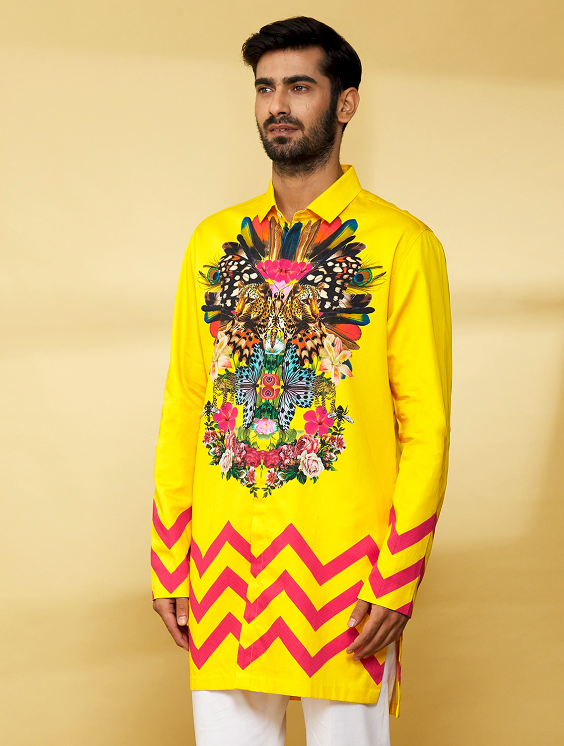 Wakka Yellow Printed Long Shirt