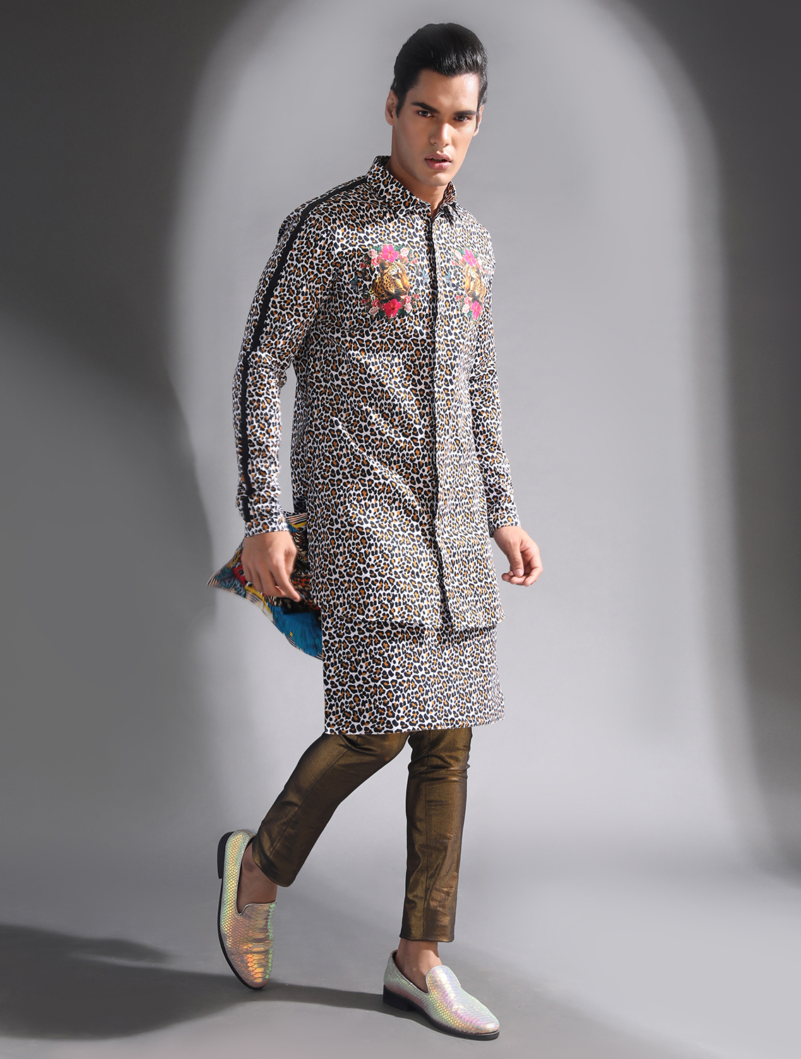 Black Leopard Shirt with Matching Kilt