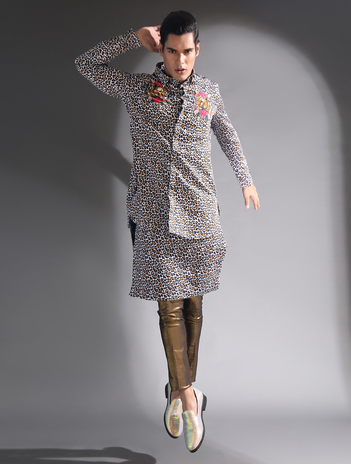 Black Leopard Shirt with Matching Kilt