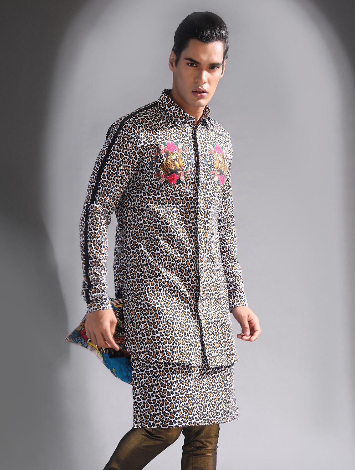 Black Leopard Shirt with Matching Kilt