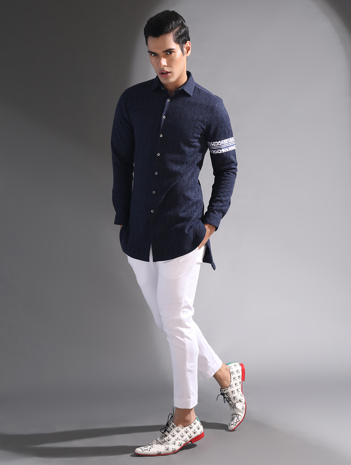 Aakesh Navy Lace Shirt