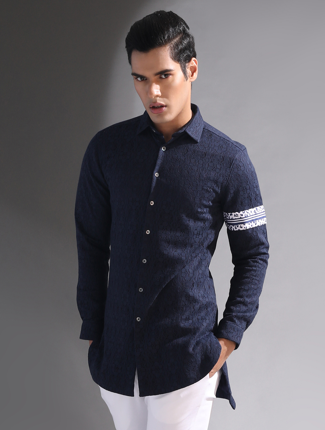 Aakesh Navy Lace Shirt