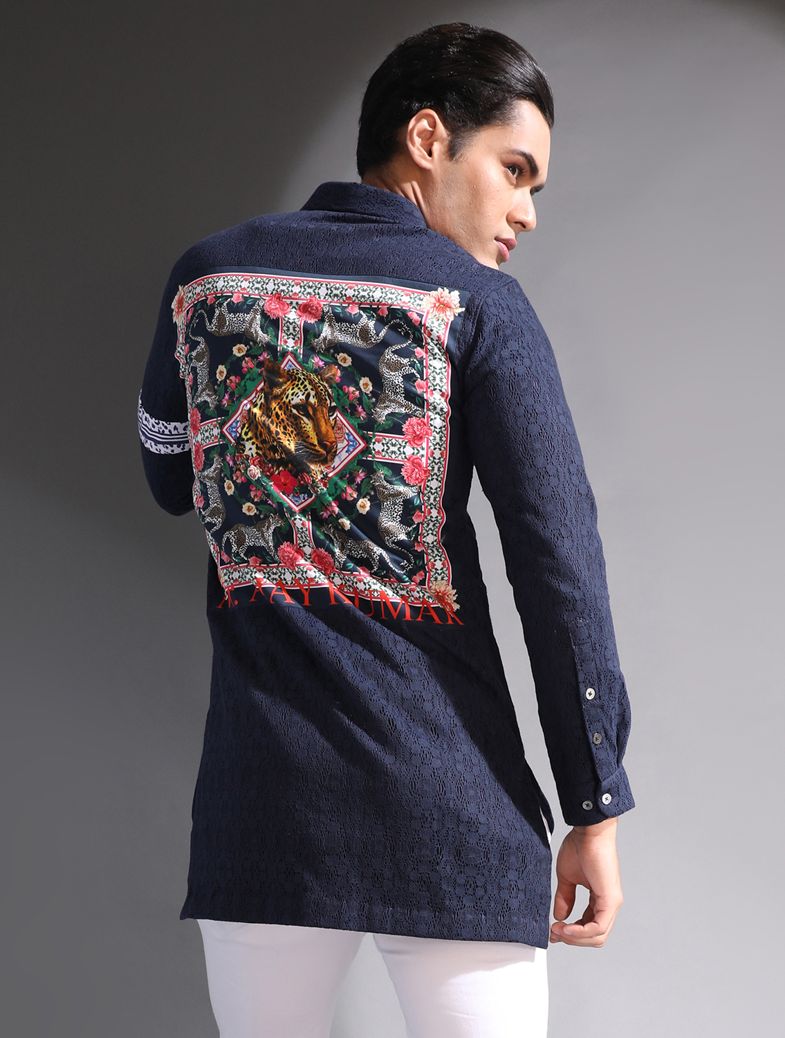 Aakesh Navy Lace Shirt