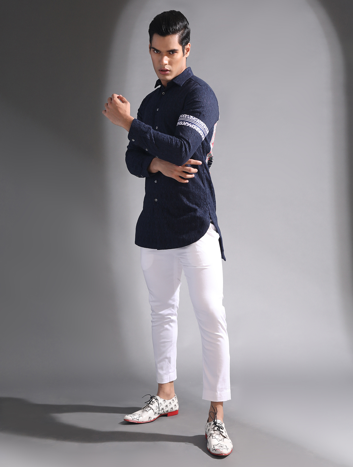 Aakesh Navy Lace Shirt