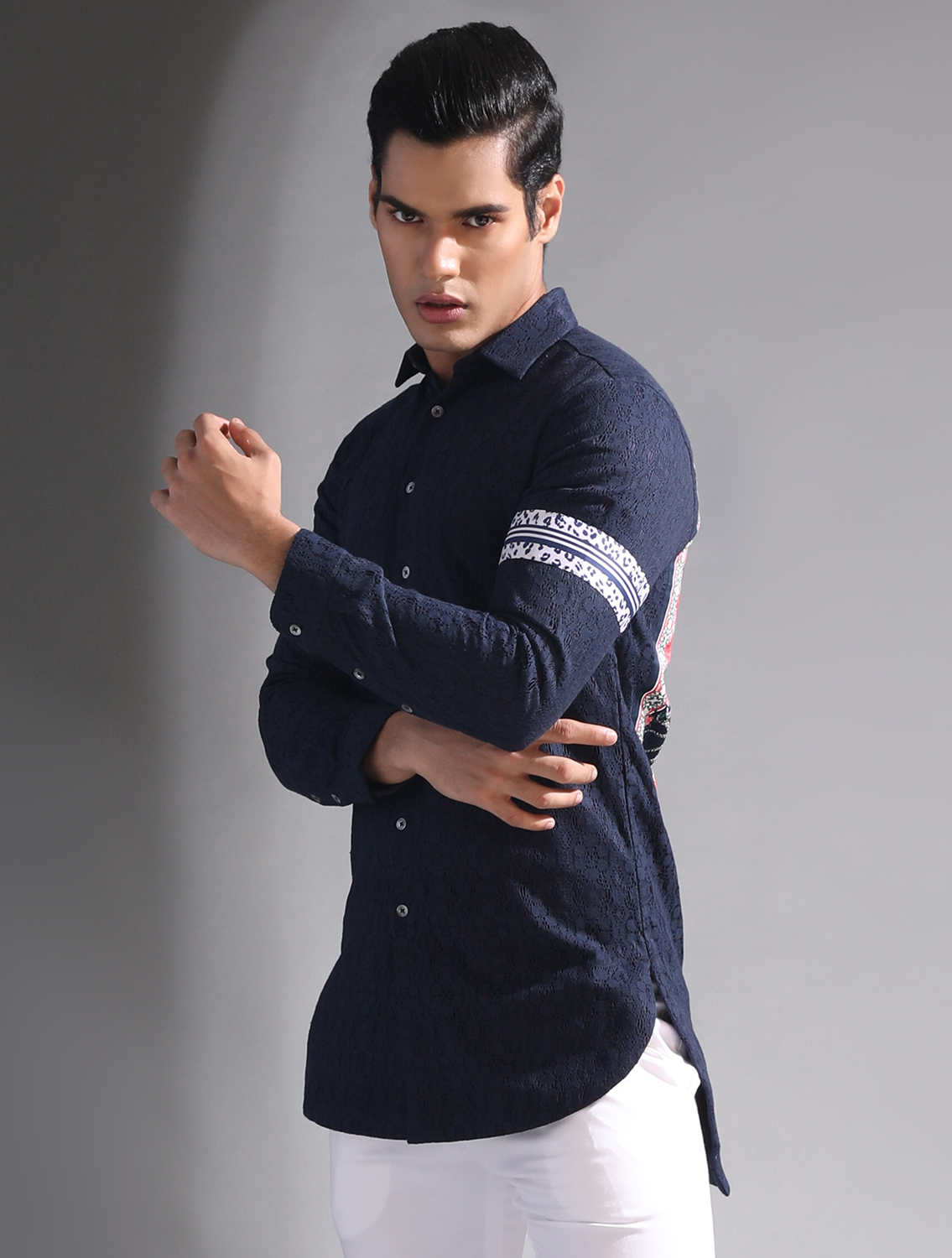 Aakesh Navy Lace Shirt