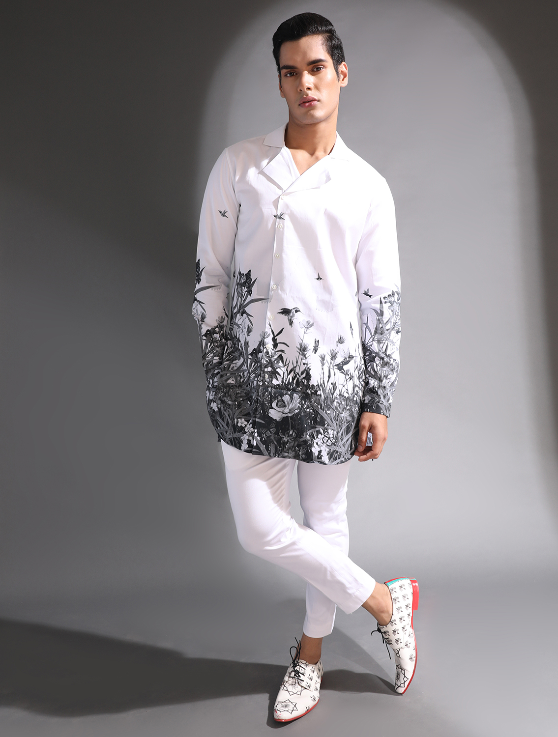 White Garden Camp Collar Shirt