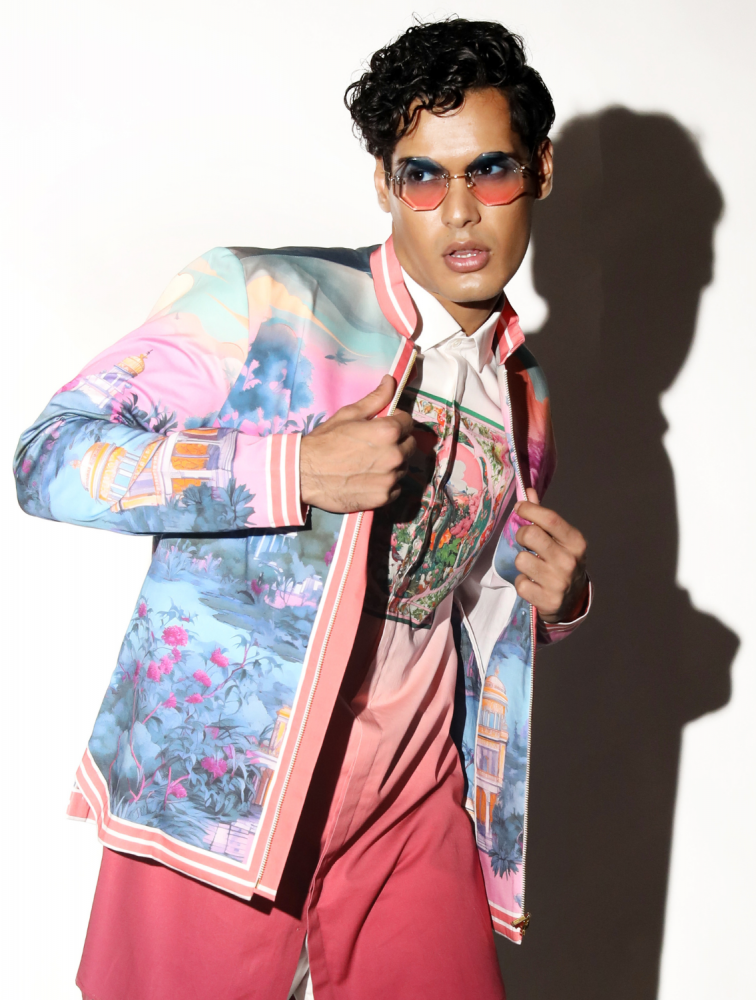 Image of Tejgarh Printed Bomber Jacket