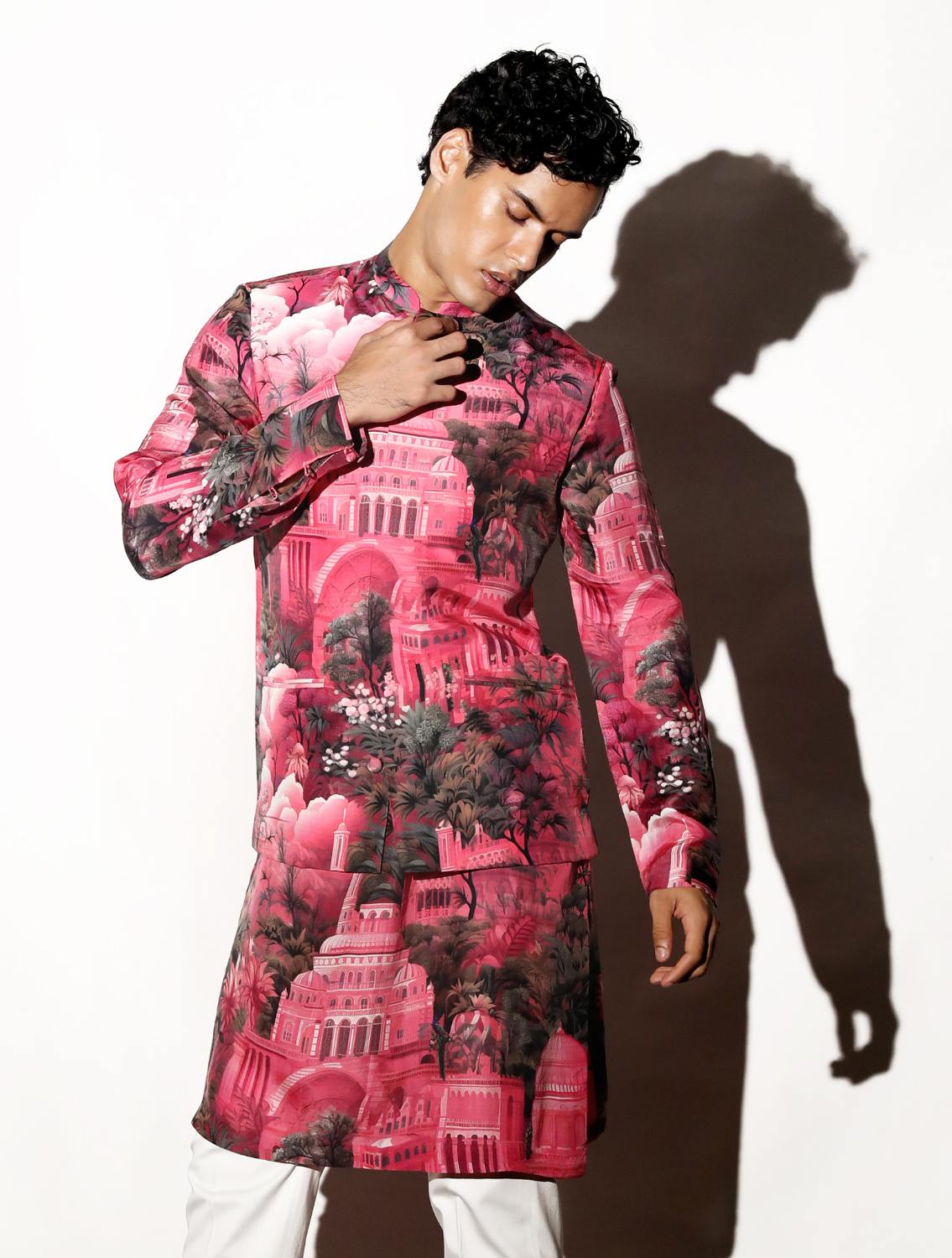 Rajwada Printed Linen Kurta Pant Set