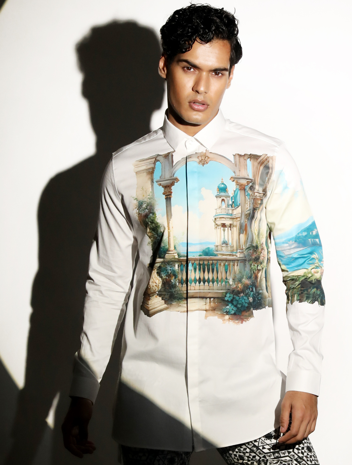 Chittorgarh White Engineered Printed Shirt
