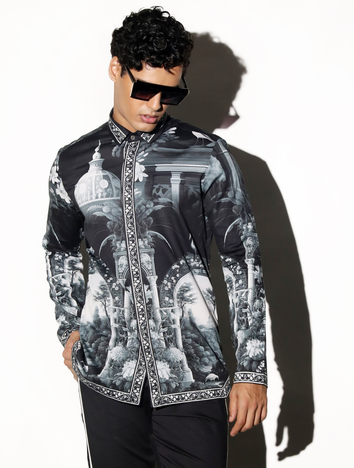 Arch Black Engineered Printed Shirt
