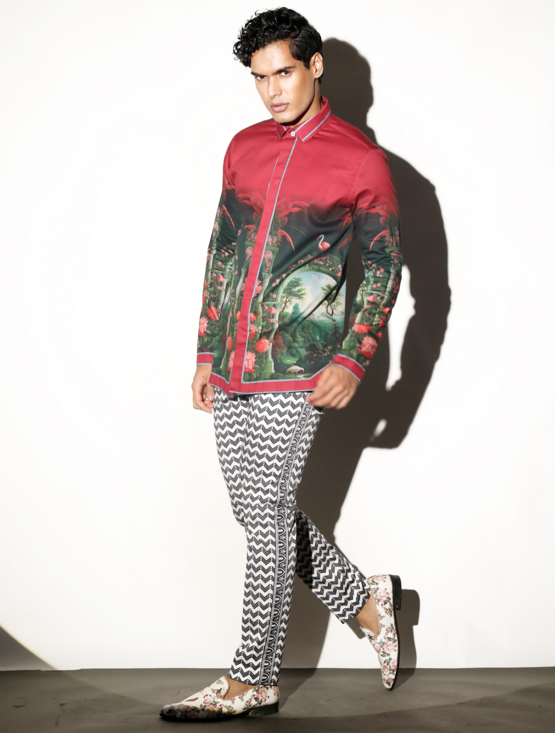 Amber Engineered Printed Shirt Front
