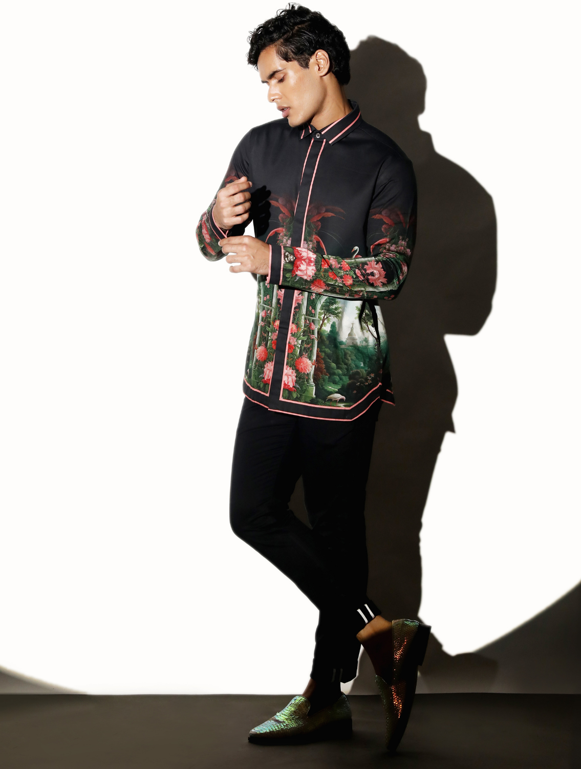 Black Engineered Printed Shirt