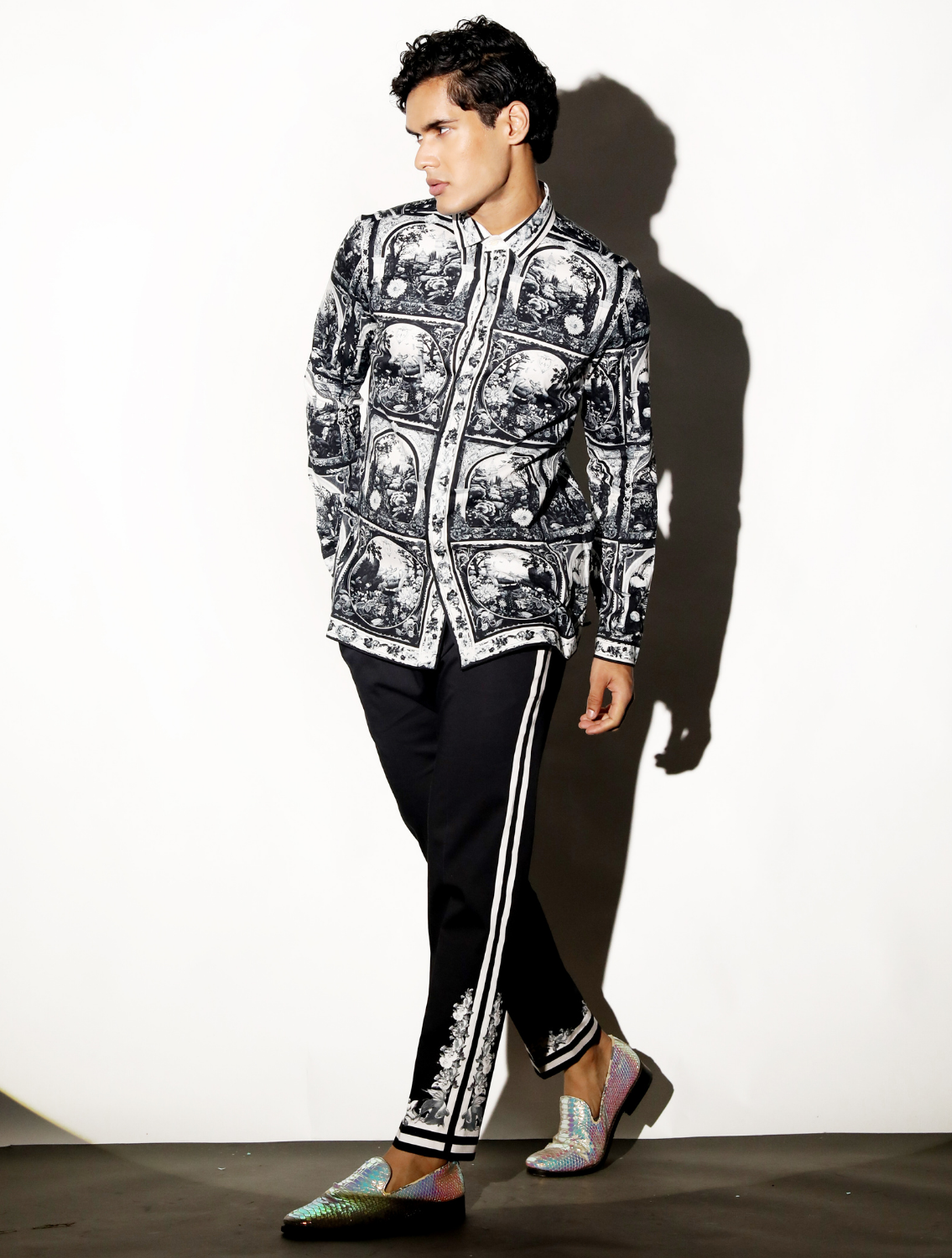Qila Monochrome Printed Shirt Front