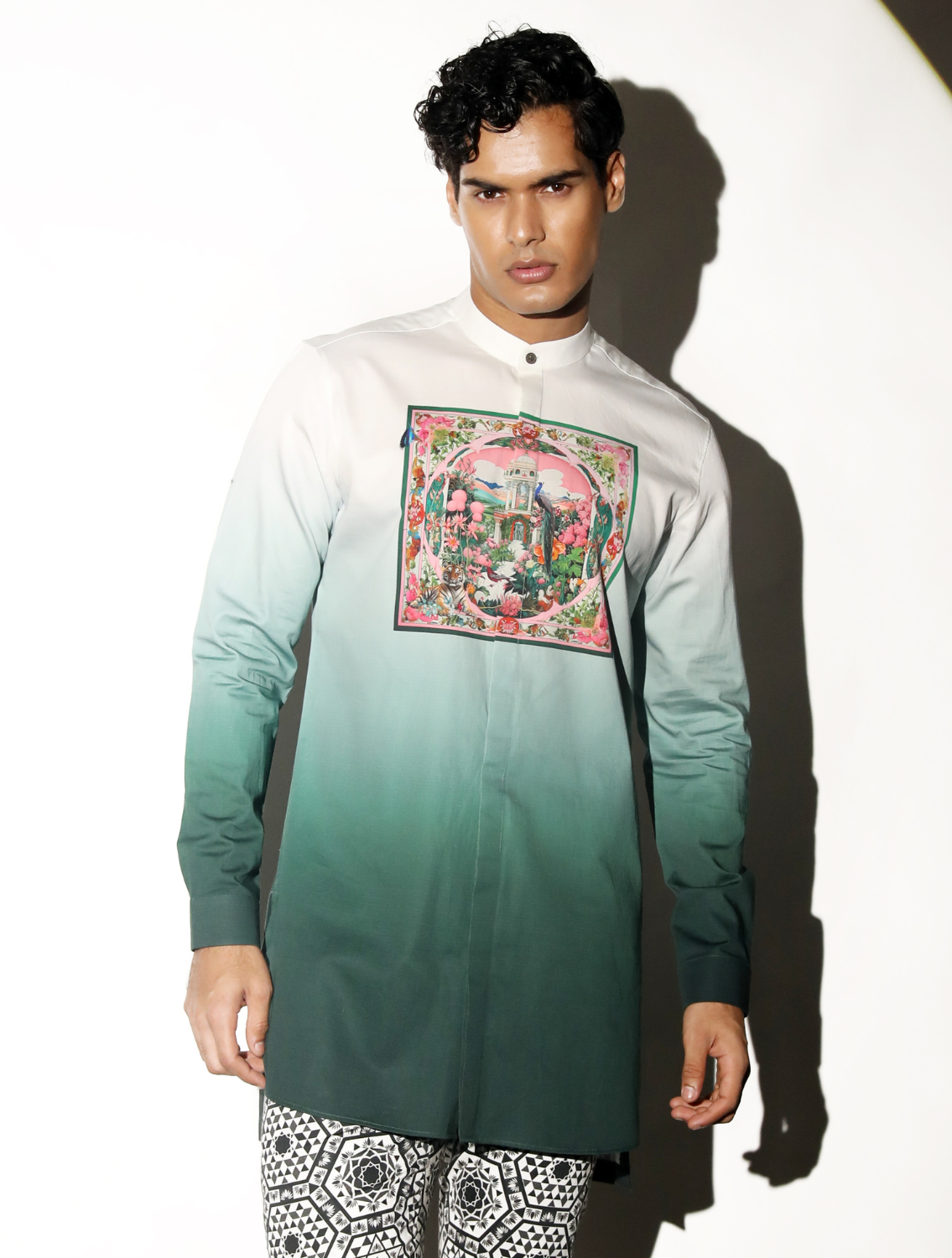 Ratan Green Ombre Printed Shirt