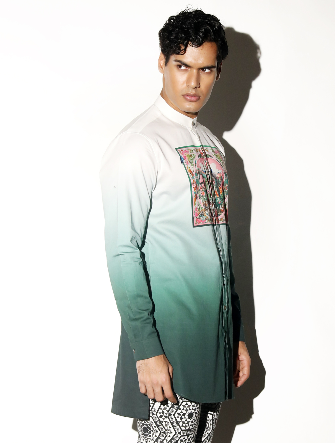 Ratan Green Ombre Printed Shirt