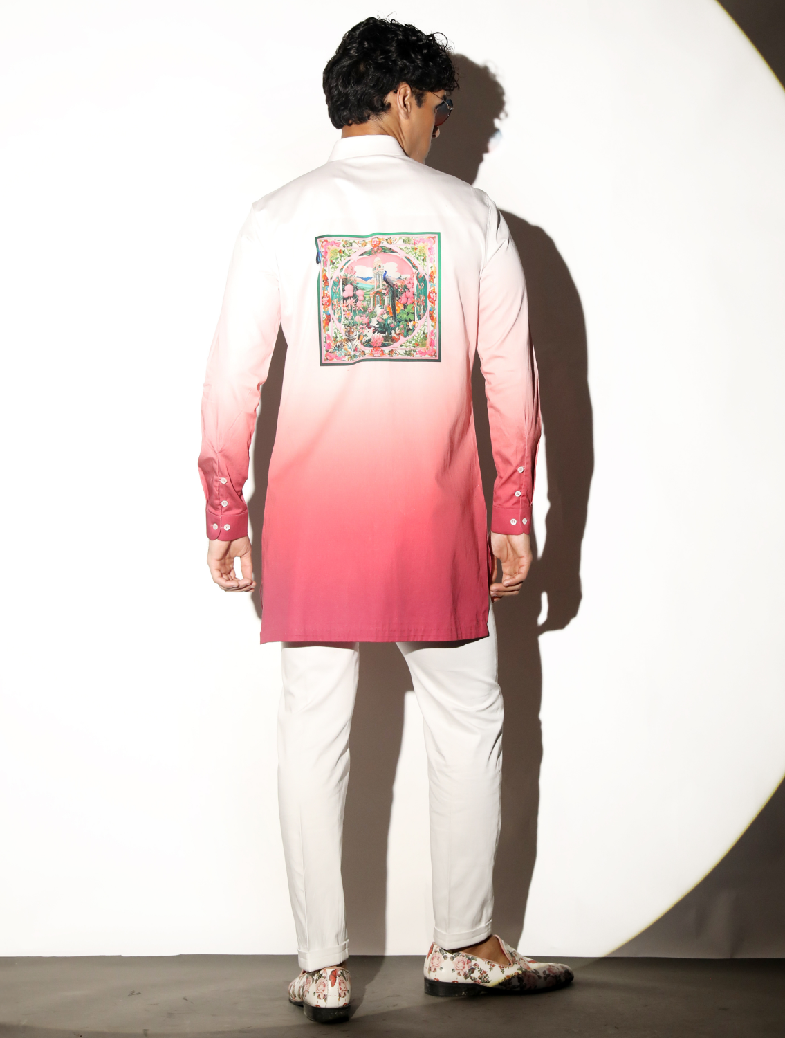 Omar Red Ombre Printed Shirt Back