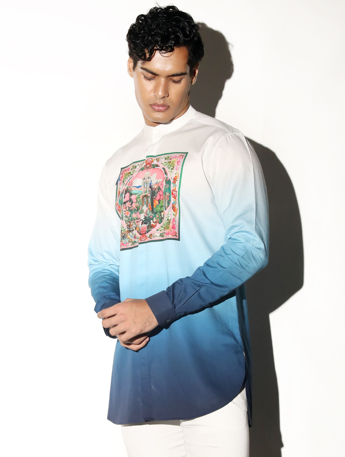 Amer Blue Ombre Printed Shirt