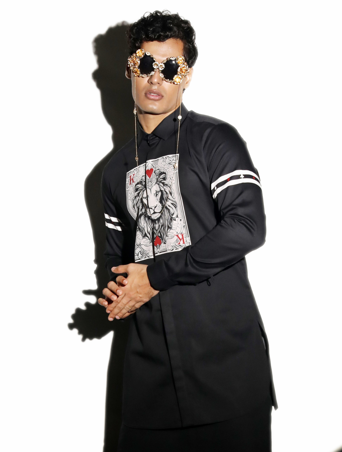 Danish Taash Printed Black Shirt