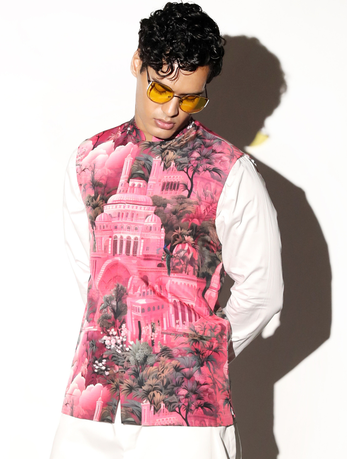 Riyasat All-over Printed Linen Bundi