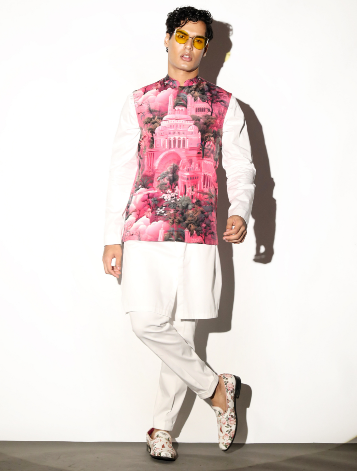 Riyasat All-over Printed Silk Bundi Front