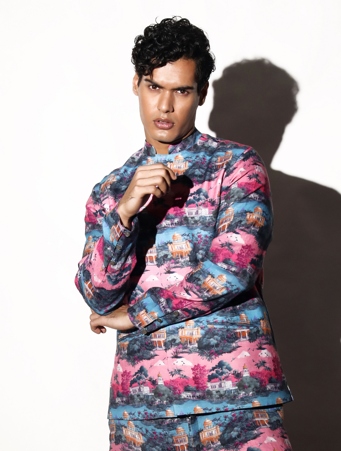 Nivas All-over Printed Linen Bundi