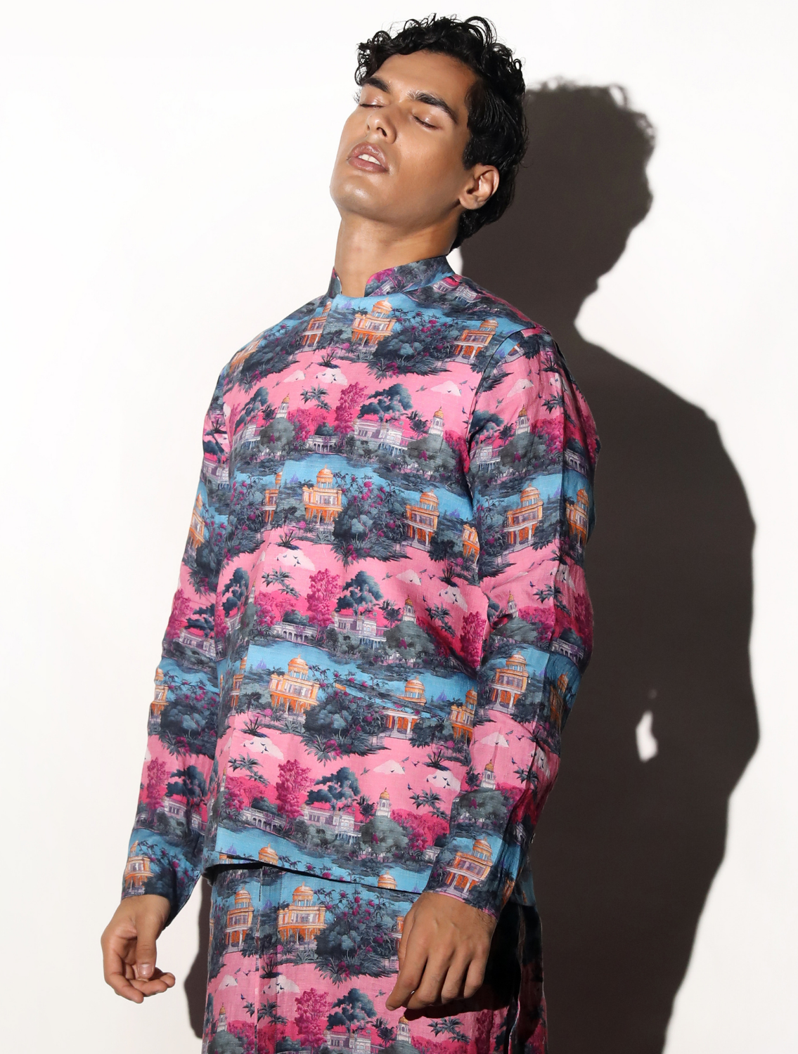 Nivas All-over Printed Linen Bundi