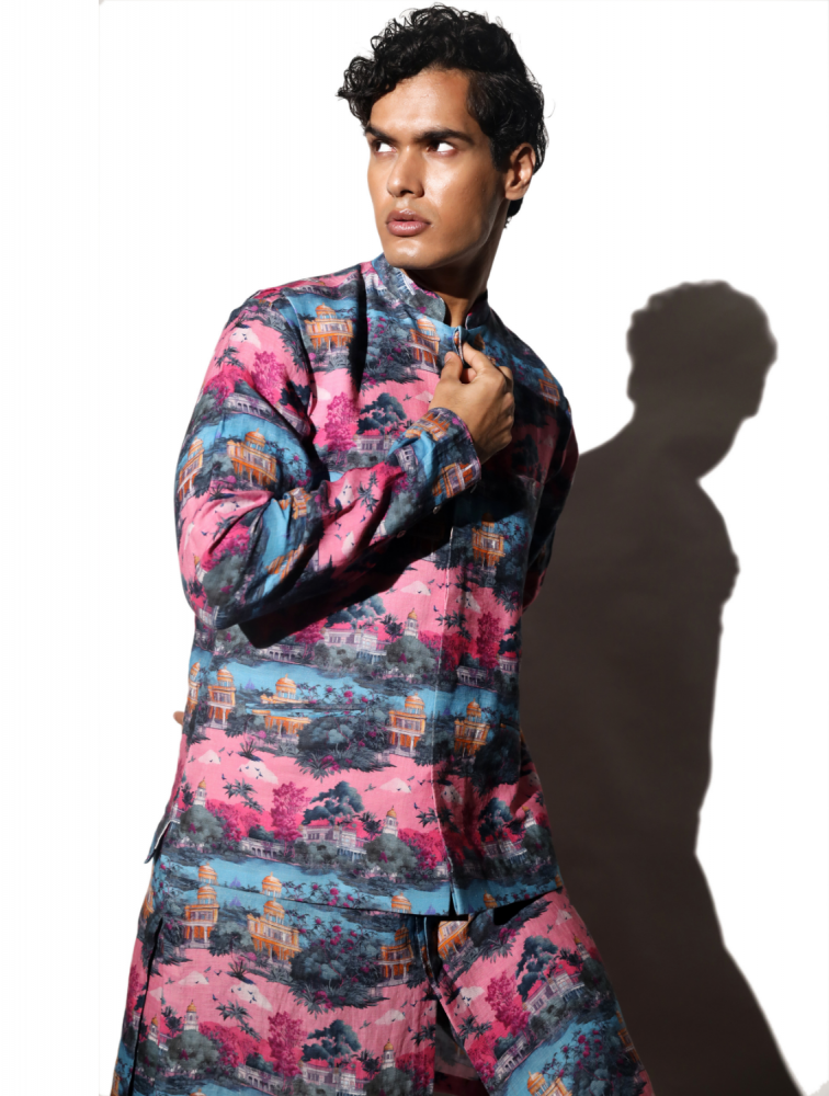 Image of Nivas All-over Printed Linen Bundi