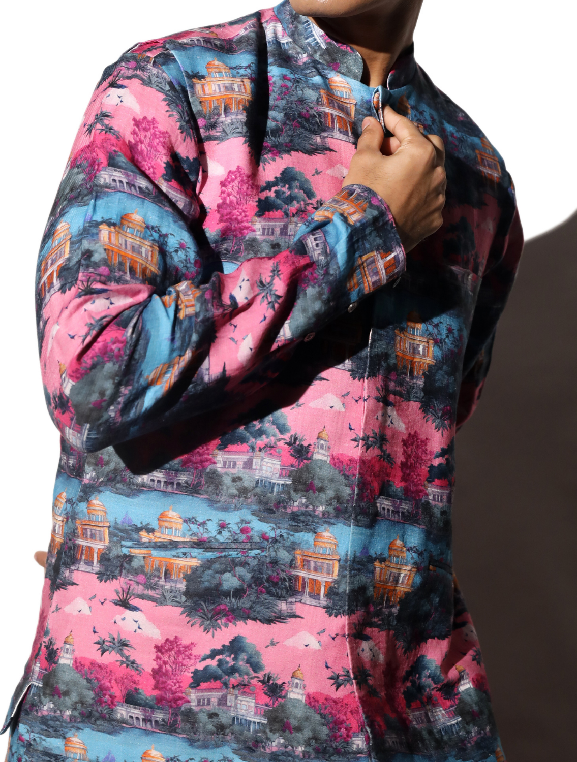 Nivas All-over Printed Linen Bundi