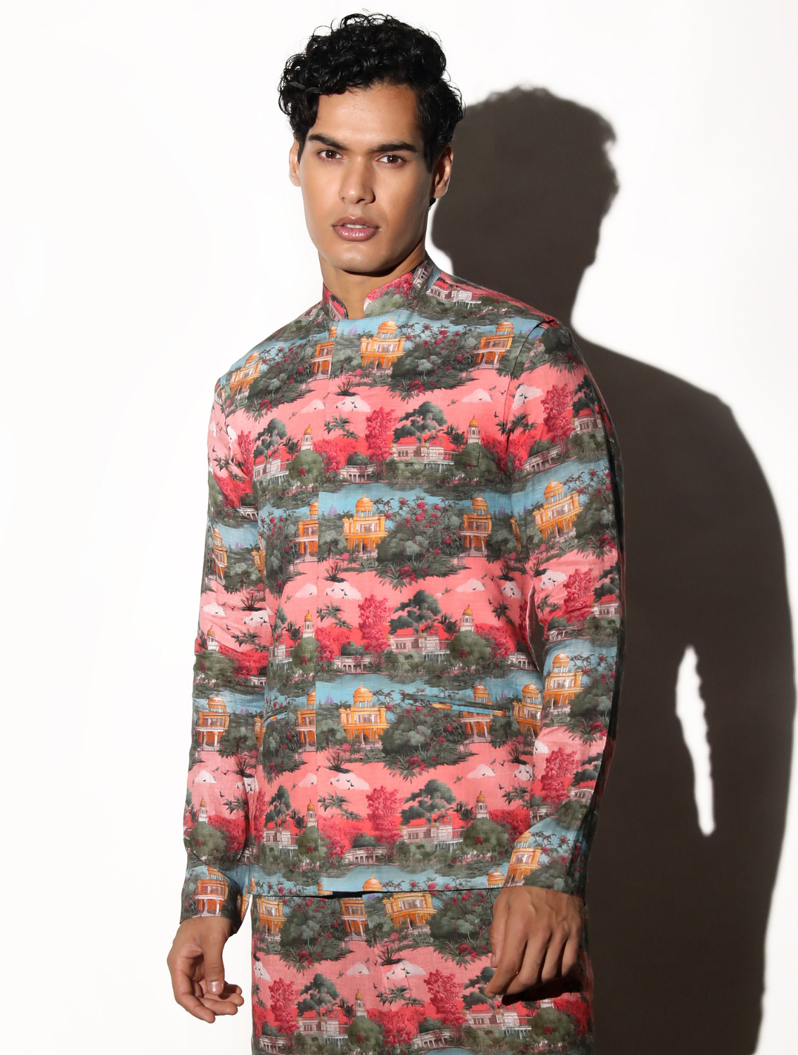 Narain All-over Printed Linen Bundi