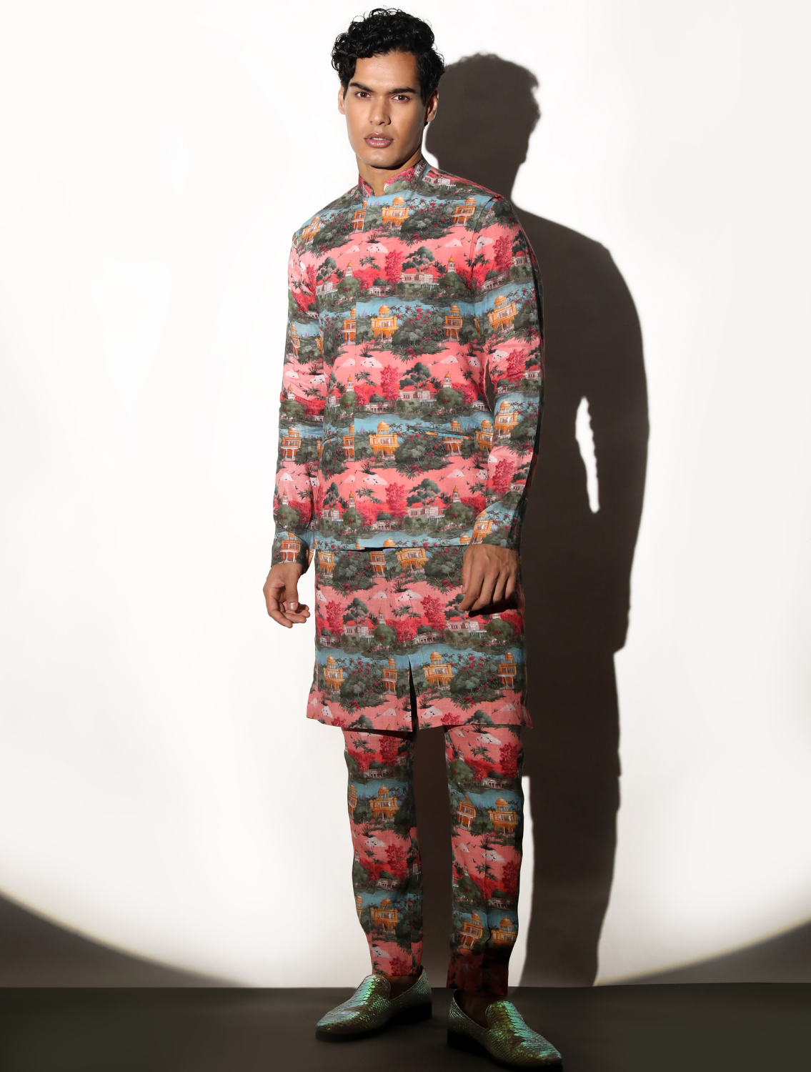 Narain All-over Printed Linen Bundi
