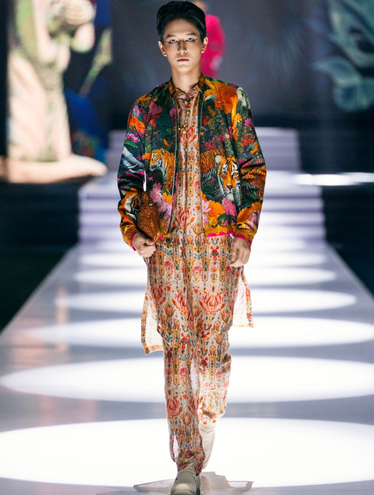 Image of Ambar Printed Silk Linen Coord Set