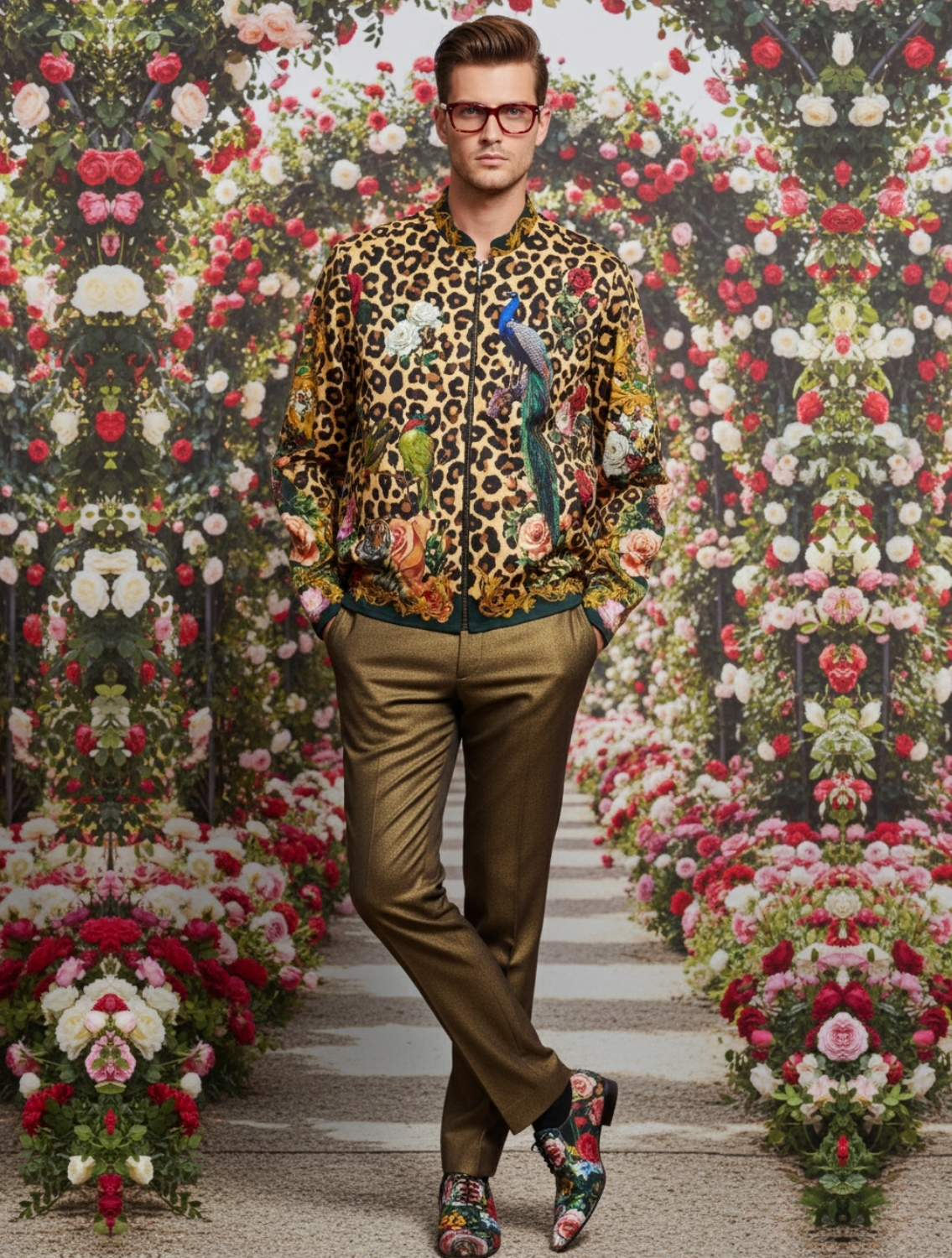 Twilight Leopard Printed Bomber Jacket