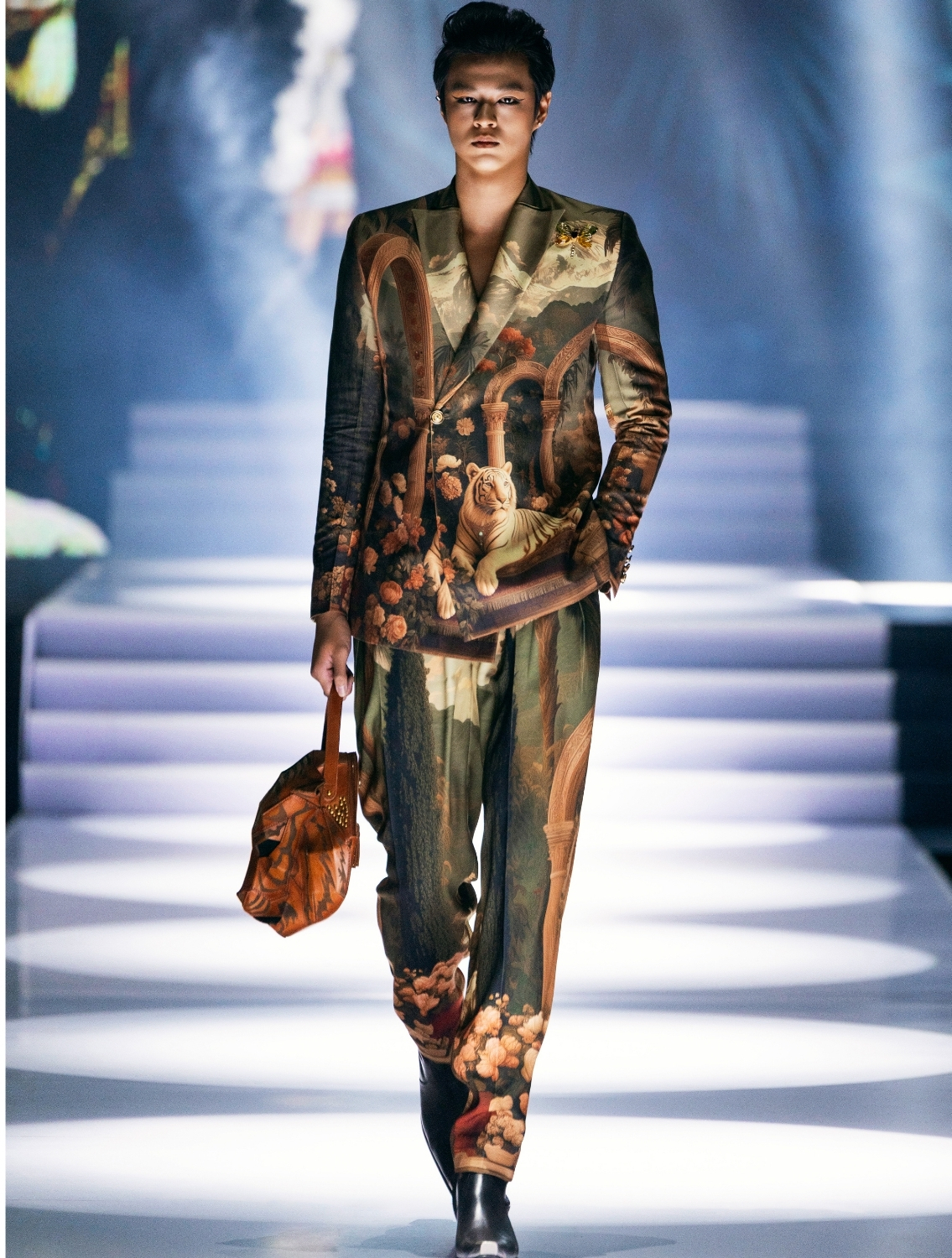 Doric Double Breasted Printed Suit