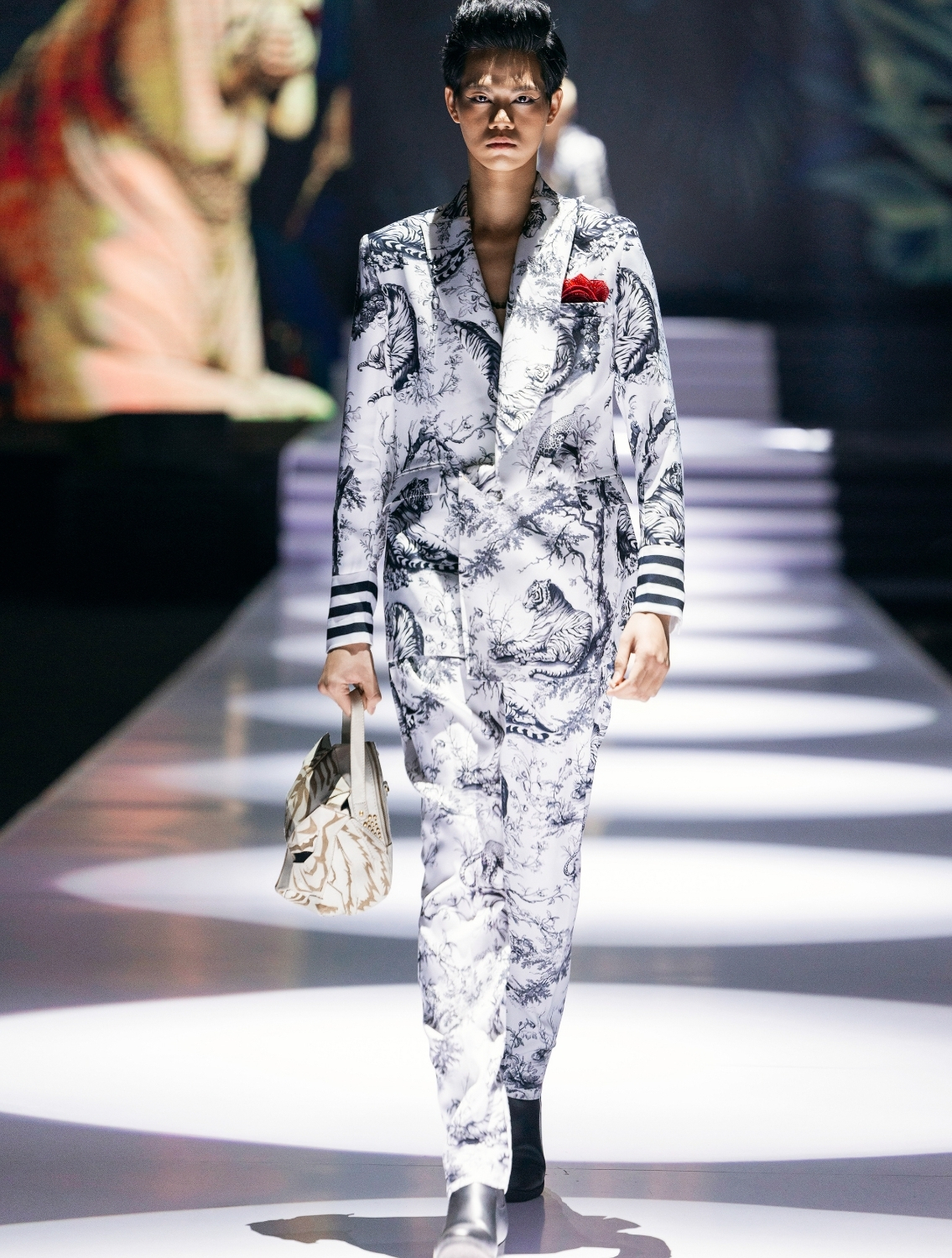 Daryl White Double Breasted Printed Suit