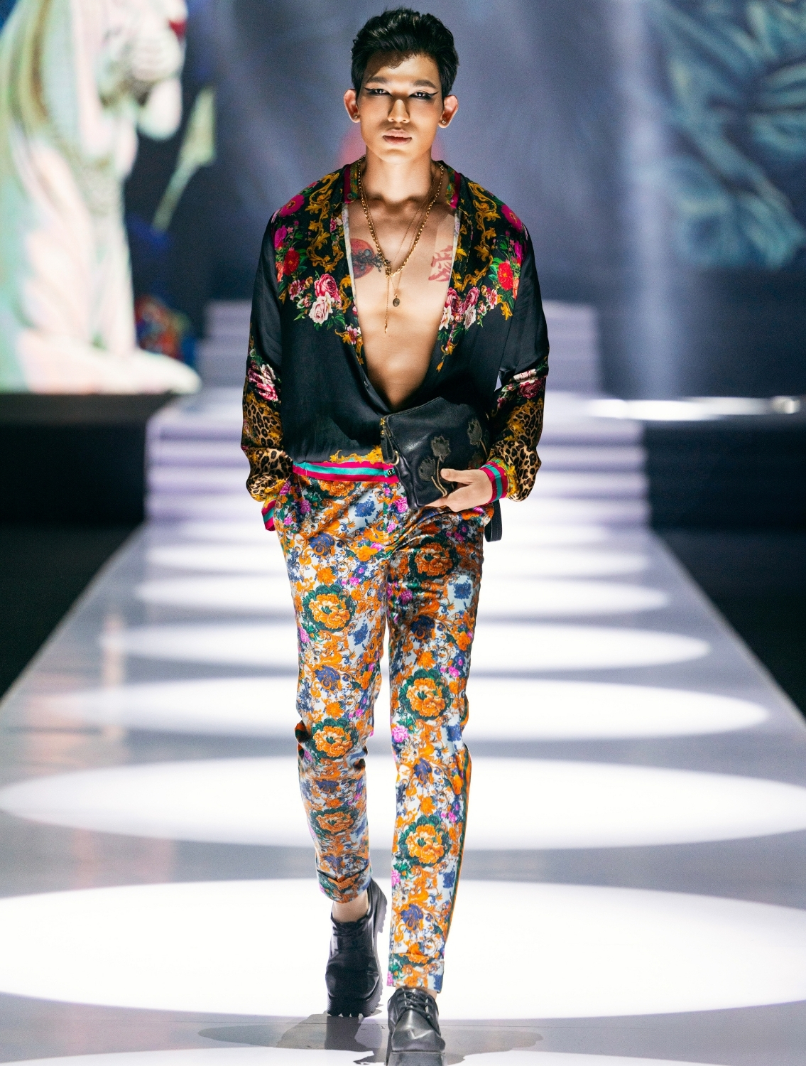 Samrat Black Engineered Printed Shirt