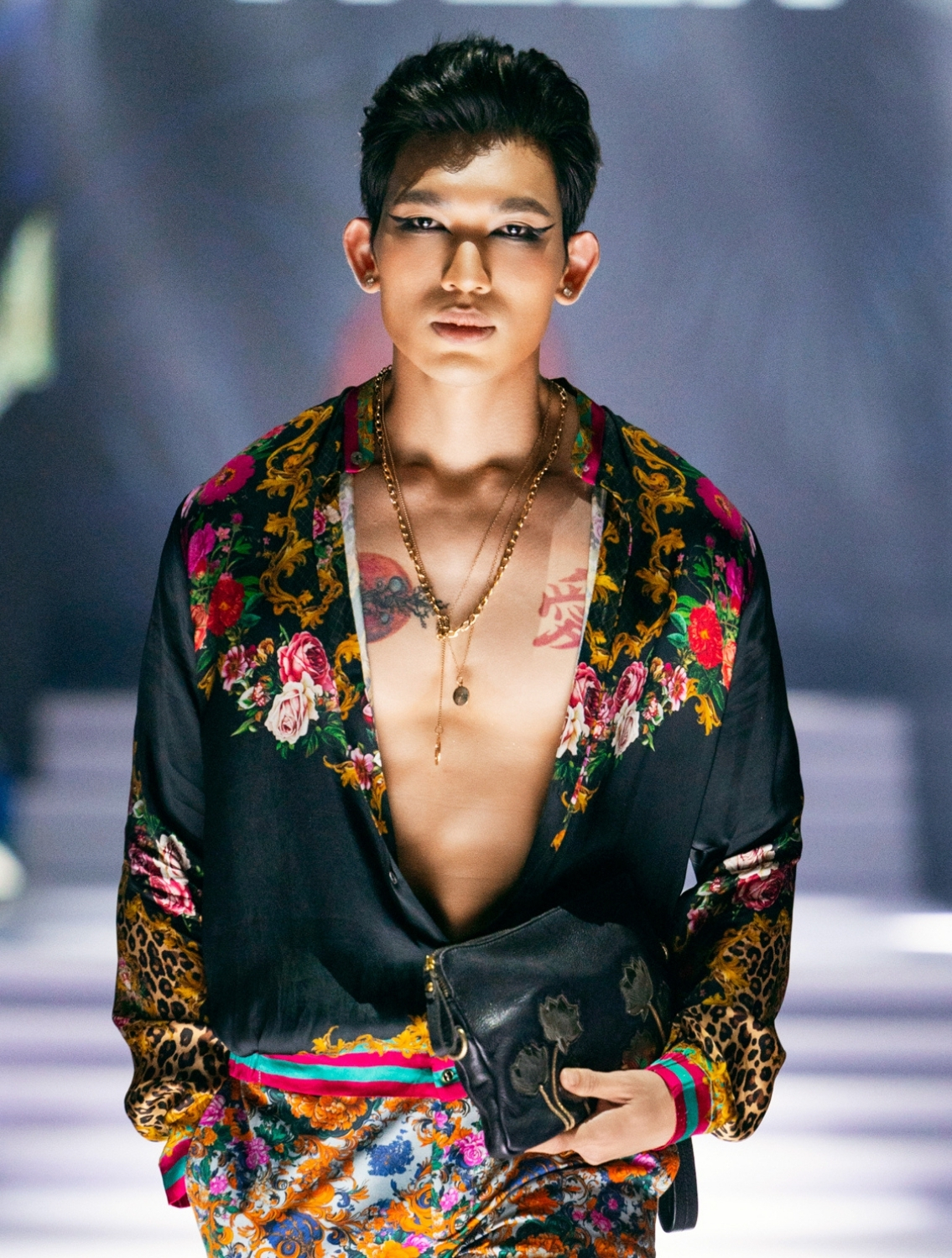 Samrat Black Engineered Printed Shirt