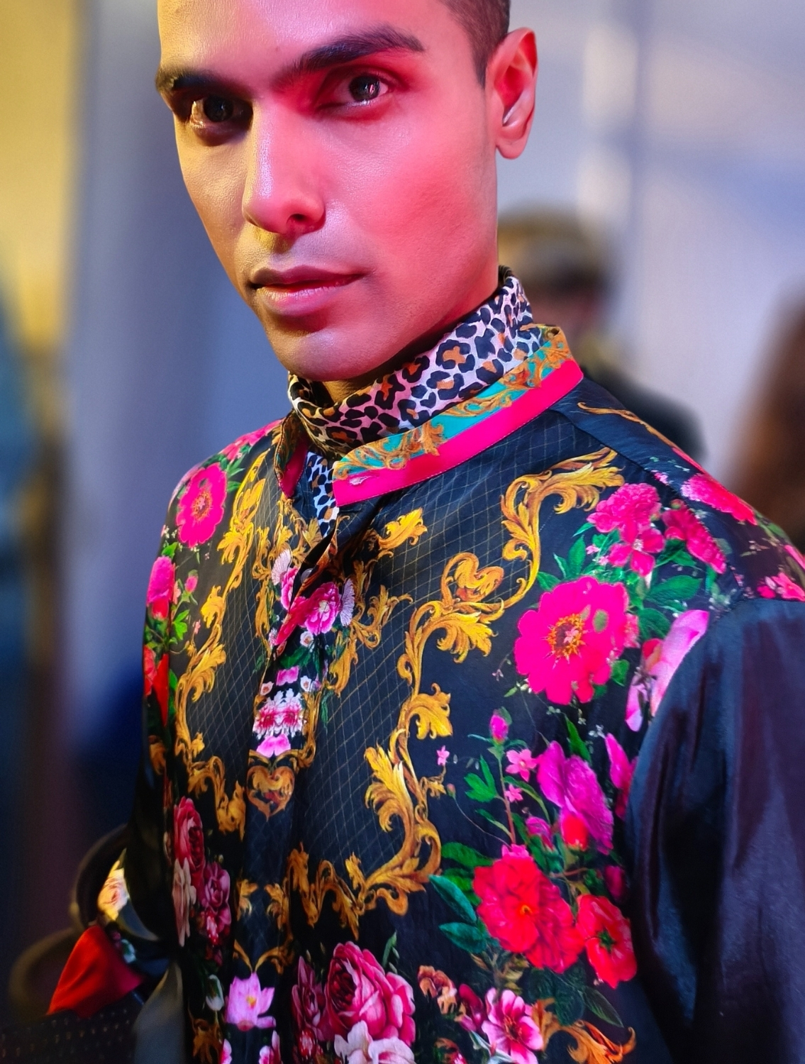 Samrat Black Engineered Printed Shirt