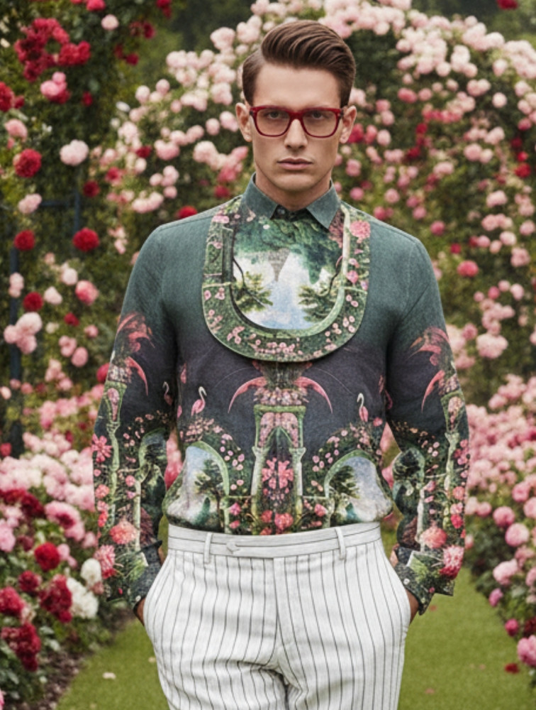 Image of Sacred Linen Engineered Printed Shirt