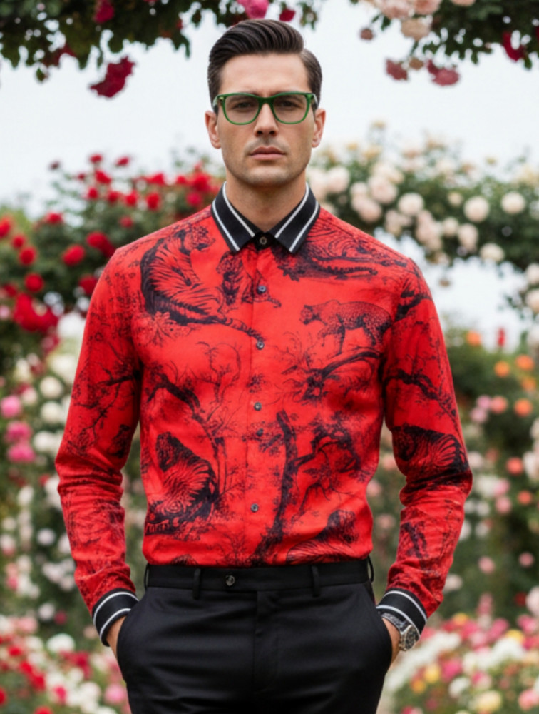 Image of Avion Delft Style Printed Shirt