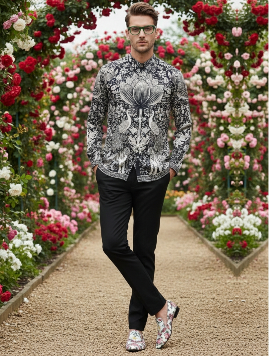 Phlick Black Engineered Printed Shirt