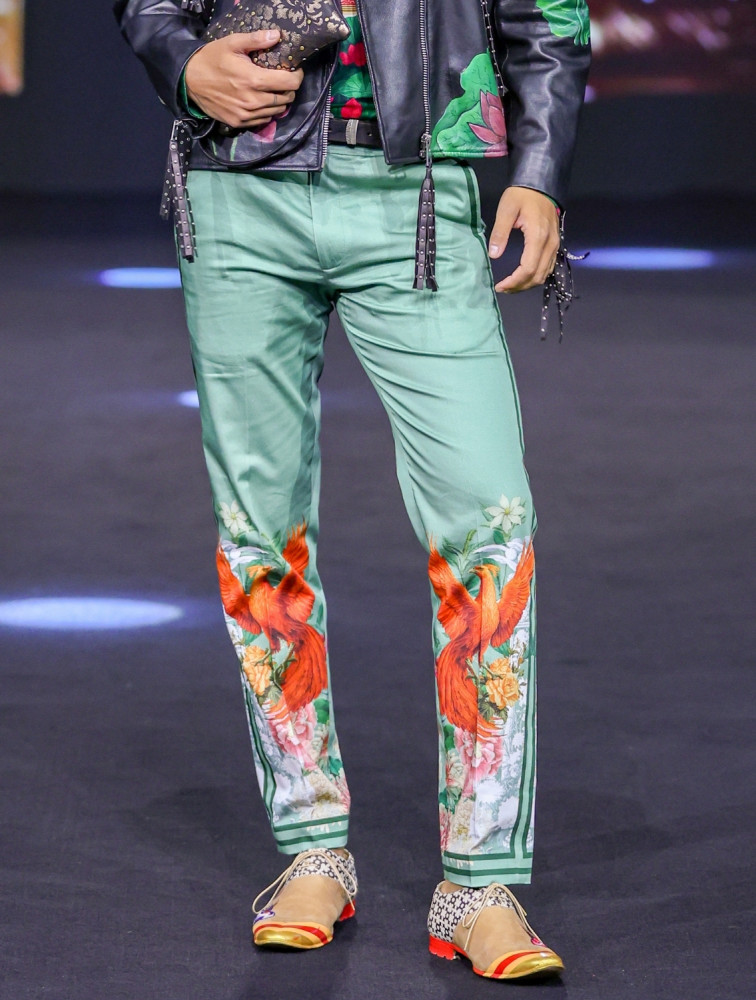 Image of Ronny Side Striper Printed Trousers