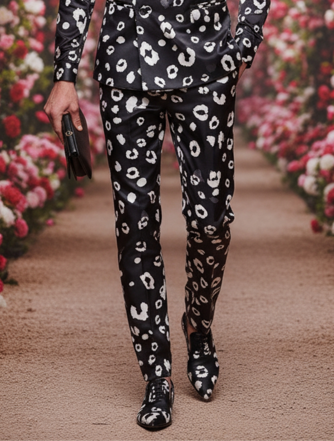 Black Cheetah Printed Trousers