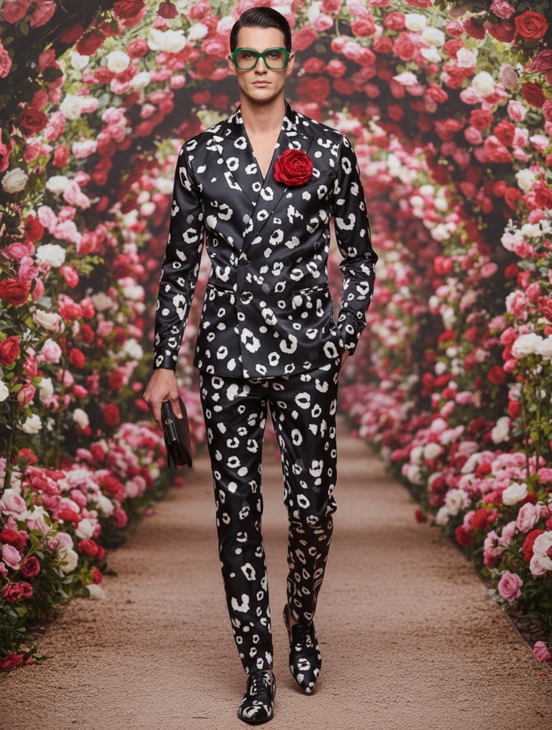 Black Cheetah Printed Trousers