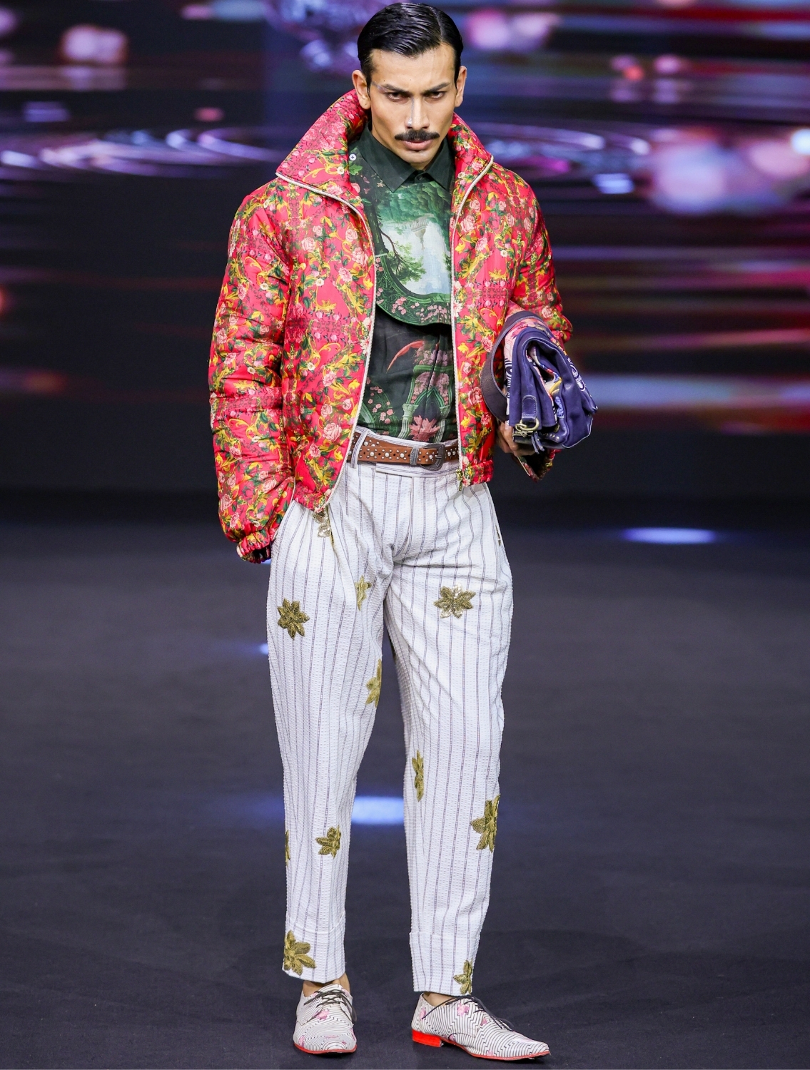 Mist Phoenix Embroidered Seersucker Pants