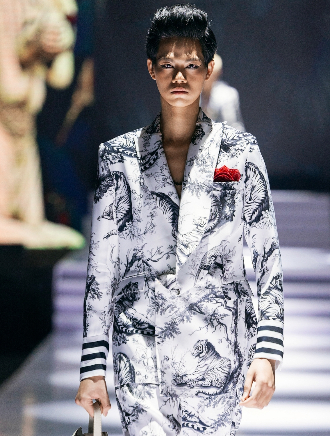 Daryl White Double Breasted Printed Blazer