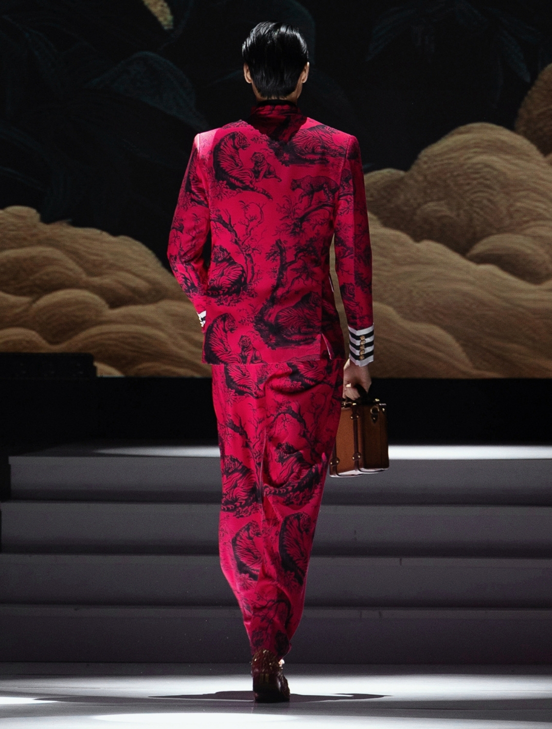 Juoy Red Double Breasted Printed Blazer